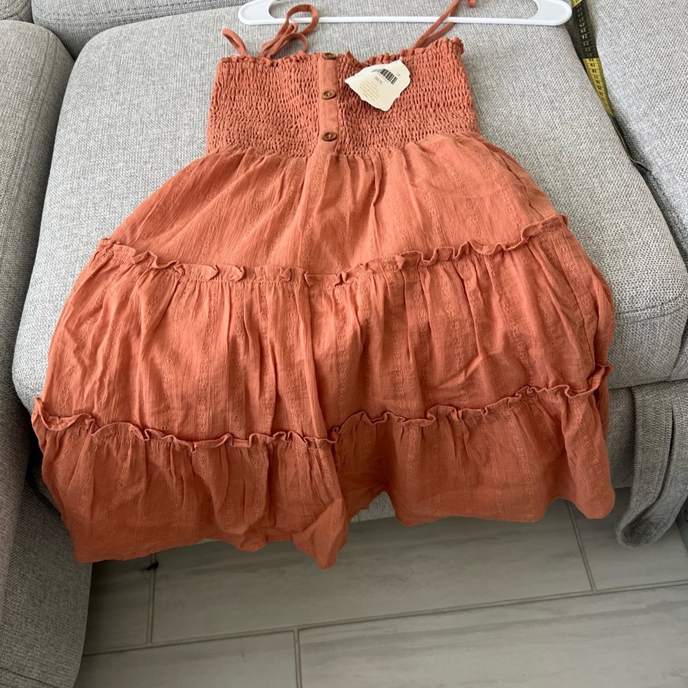 Altar'd State Orange  Mini Ruffle Dress S - Picture 3 of 8